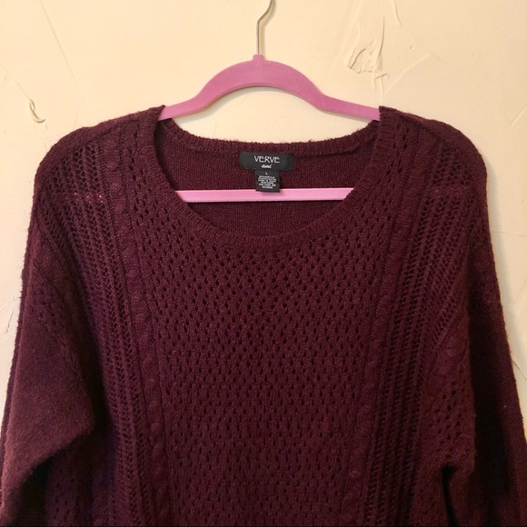 Verve Acrylic Purple open knit sweater, Large - Picture 2 of 7